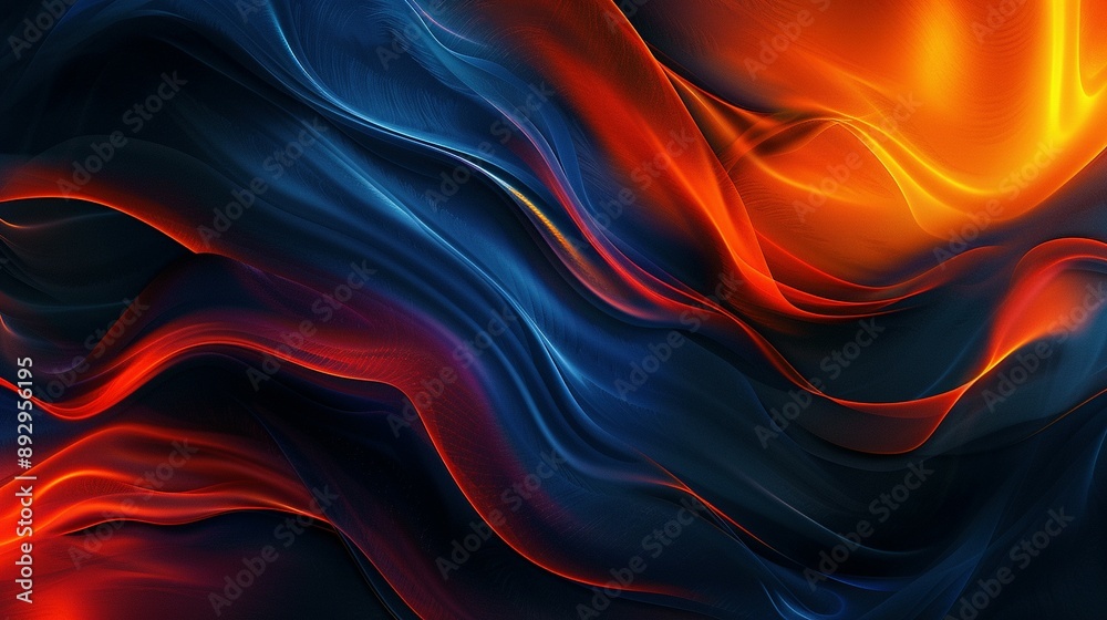 Dark Blue Orange Red Grainy Texture Background with Abstract Vibrant Color Waves and Black Backdrop Dark Blue Orange Red Grainy Texture Background with Abstract Vibrant Color Waves and Black Backdrop