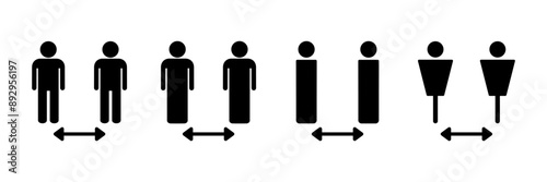 Social distancing icon vector isolated on white background. Keep distance sign. Coronavirus. Social Distancing and Self Quarantine.