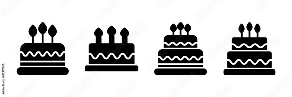 Cake icon vector isolated on white background. Cake vector. Birthday cake icon Cake icon vector isolated on white background. Cake vector. Birthday cake icon