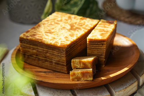 Kek Lapis or Layer Cake, a popular cake in Indonesia, Malaysia and Singapore especially during Eid Mubarak or as souvenirs. photo