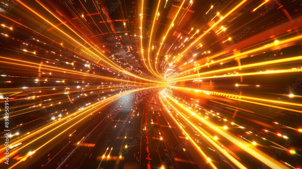 Abstract futuristic technology abstract background with lines for network, big data, data center, server, internet, speed. yellow and red neon lights into digital technology tunnel Abstract futuristic technology abstract background with lines for network, big data, data center, server, internet, speed. yellow and red neon lights into digital technology tunnel