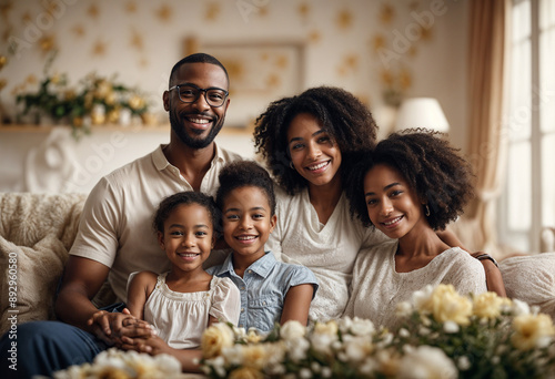 black, family, happy, cozy, home, afro, americans