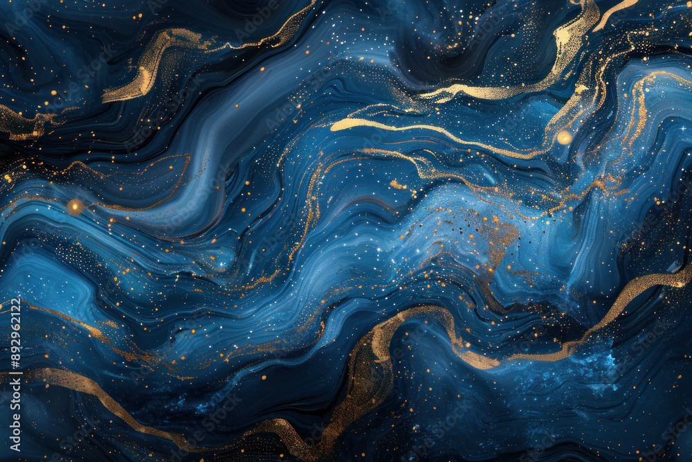 Abstract Blue and Gold Marble Swirl Pattern Abstract Blue and Gold Marble Swirl Pattern
