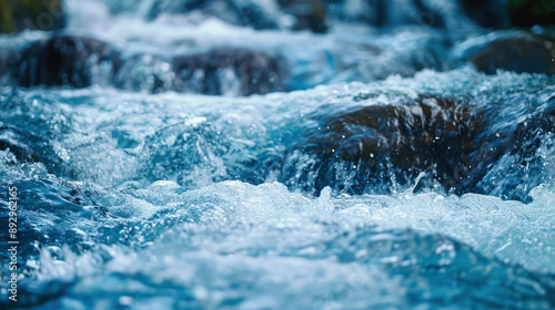 Close-Up of Turbulent Flowing River Water