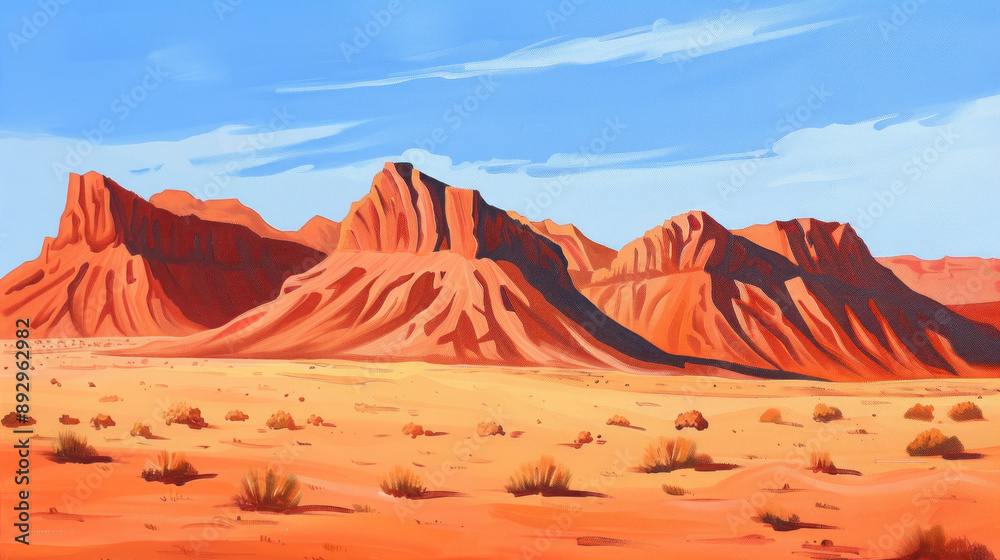 Naklejka premium Colorful Desert Landscape with Red Rock Formations