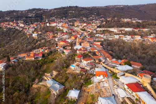 Aerial view on Signagi and Alazani valley, Georgia. Sighnaghi city of love in Georgia photo