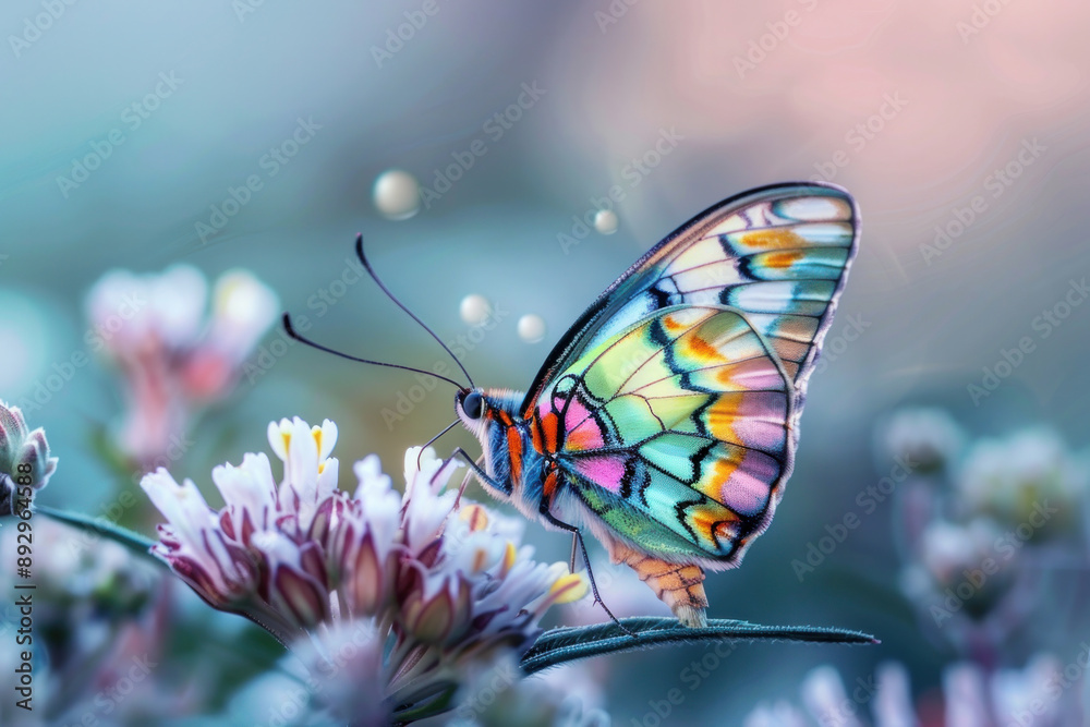 Vibrant Butterfly on Blossoming Flowers