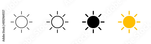 Sun icon set. Brightness Icon vector