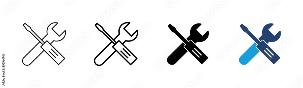 Repair tools icon set. tool icon vector. setting icon vector. Wrench and screwdriver. support, Service Repair tools icon set. tool icon vector. setting icon vector. Wrench and screwdriver. support, Service