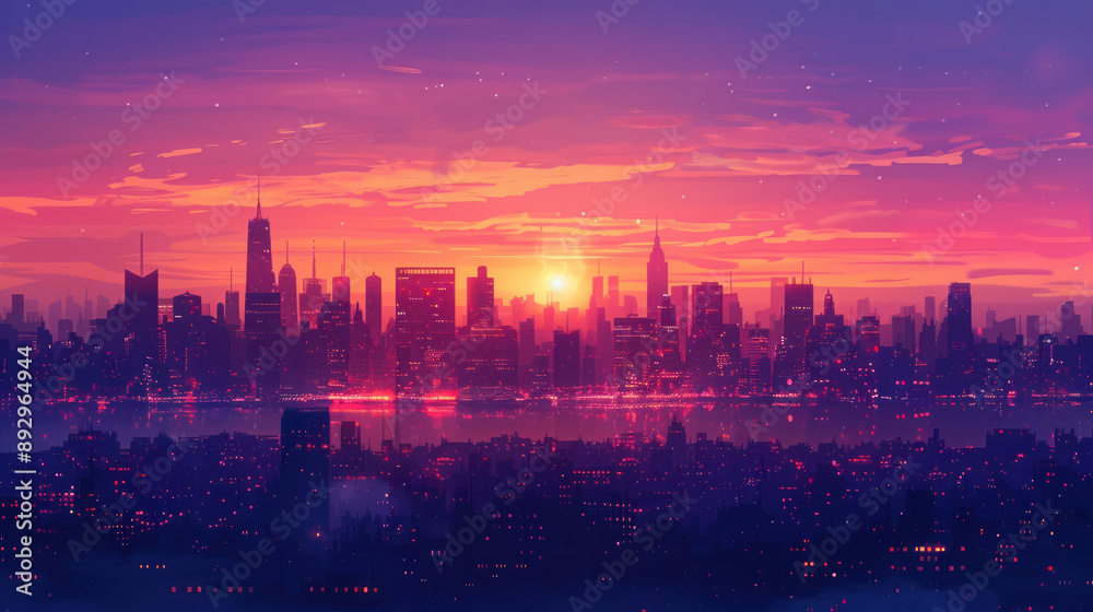 Vibrant Sunset over a City Skyline Vibrant Sunset over a City Skyline