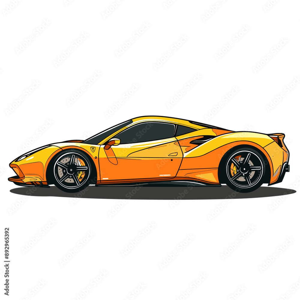 A Cool Car Is Illustrated With Sleek Lines, Cartoon Illustration A Cool Car Is Illustrated With Sleek Lines, Cartoon Illustration