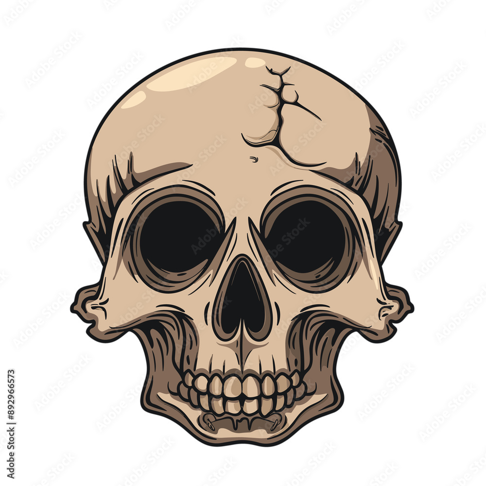 Fototapeta premium Adorable And Distinctive Skull Head Illustration, Cartoon Illustration