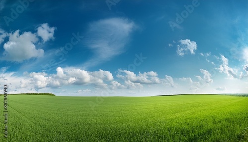 sky and green field background panorama © Nichole