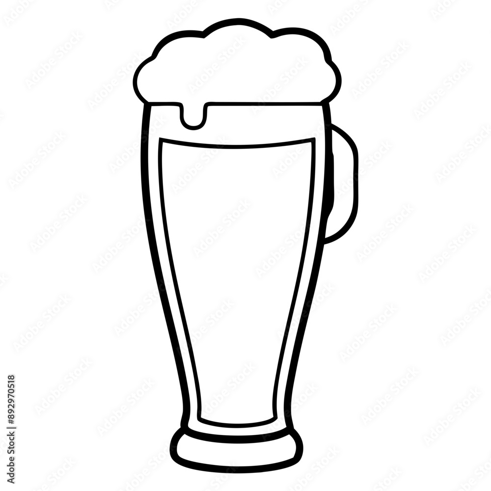 Line art, draft beer with foam