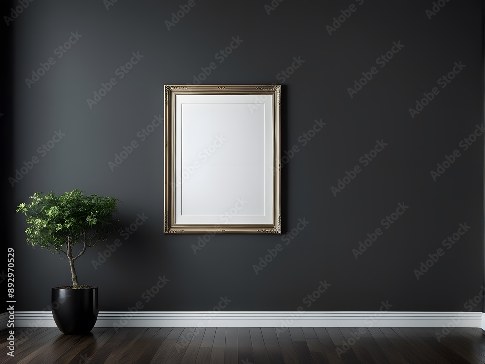 Classic Gilded Frame, Dark Wall Background Classic Gilded Frame, Dark Wall Background