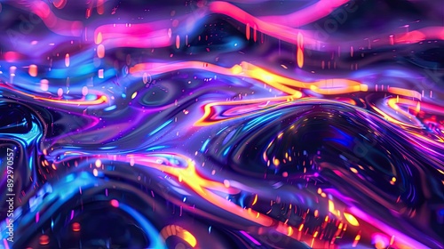 holographic neon fluid waves