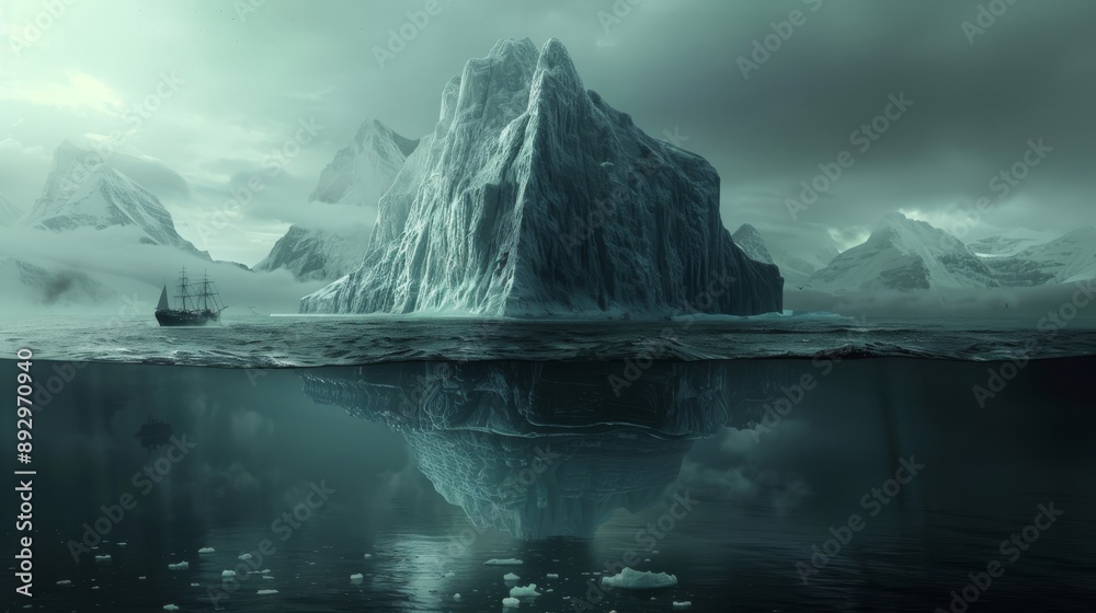 Naklejka premium 水面と氷山 