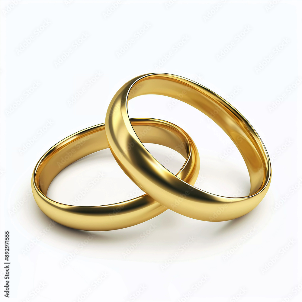 Gold Wedding Rings Close Up Isolated on Plain White Background, Two Minimalist Wedding Bands Macro Photography Gold Wedding Rings Close Up Isolated on Plain White Background, Two Minimalist Wedding Bands Macro Photography