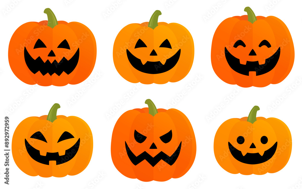 ハロウィンのかぼちゃセット_ベクターイラスト ハロウィンのかぼちゃセット_ベクターイラスト
