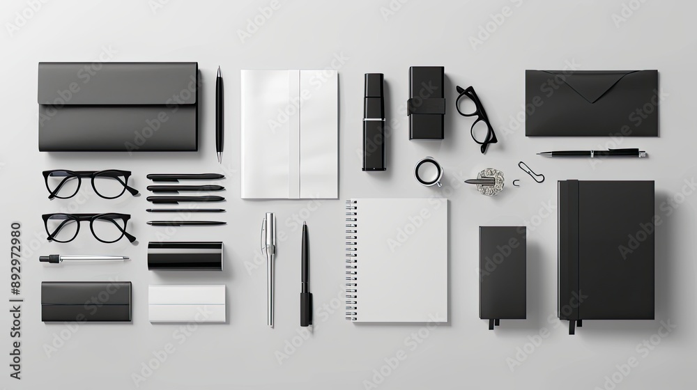 lineup minimalist stationery items neatly arranged sleek surface embodies concept organized creativity lineup minimalist stationery items neatly arranged sleek surface embodies concept organized creativity
