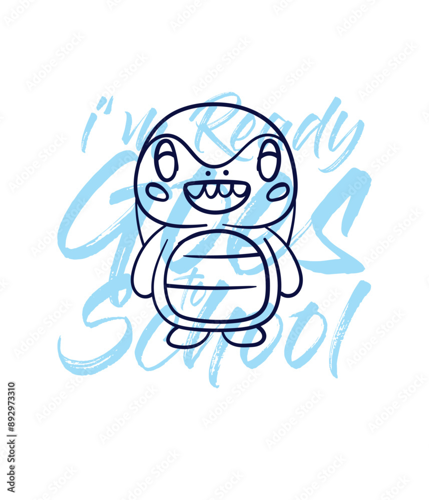 hand drawn monster illustration with text i'm ready goes to school for t-shirt design
hand drawn monster illustration with text i'm ready goes to school for t-shirt design