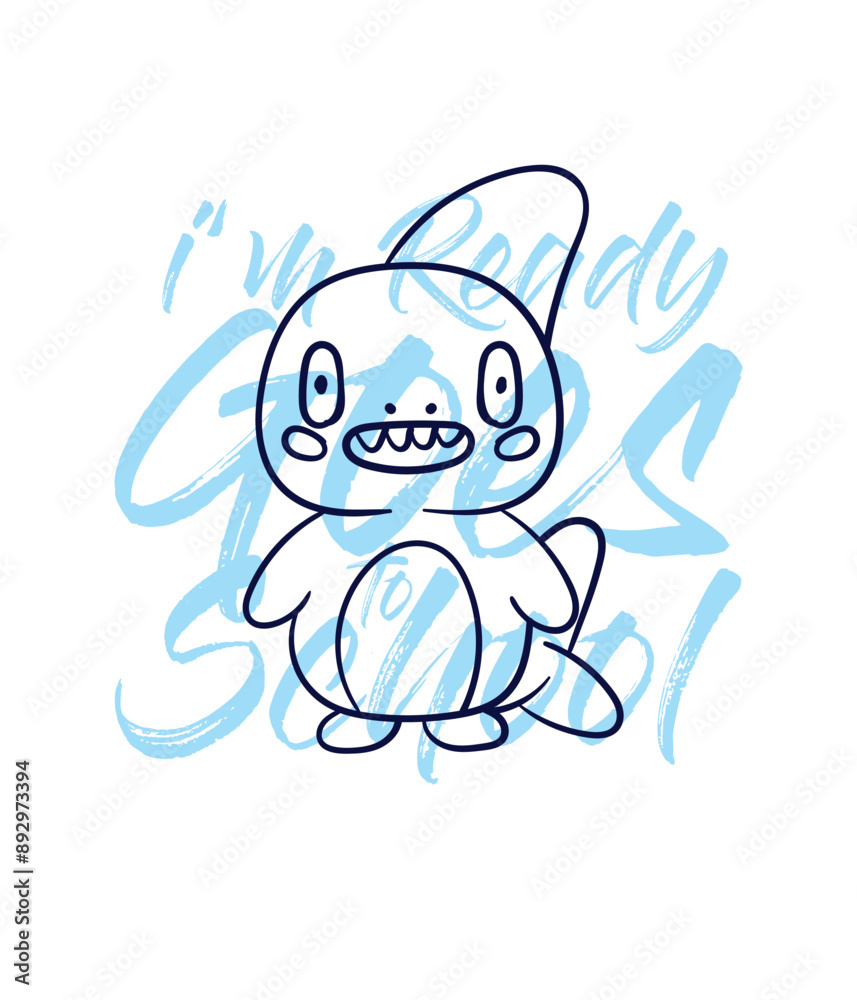 hand drawn monster illustration with text i'm ready goes to school for t-shirt design
hand drawn monster illustration with text i'm ready goes to school for t-shirt design