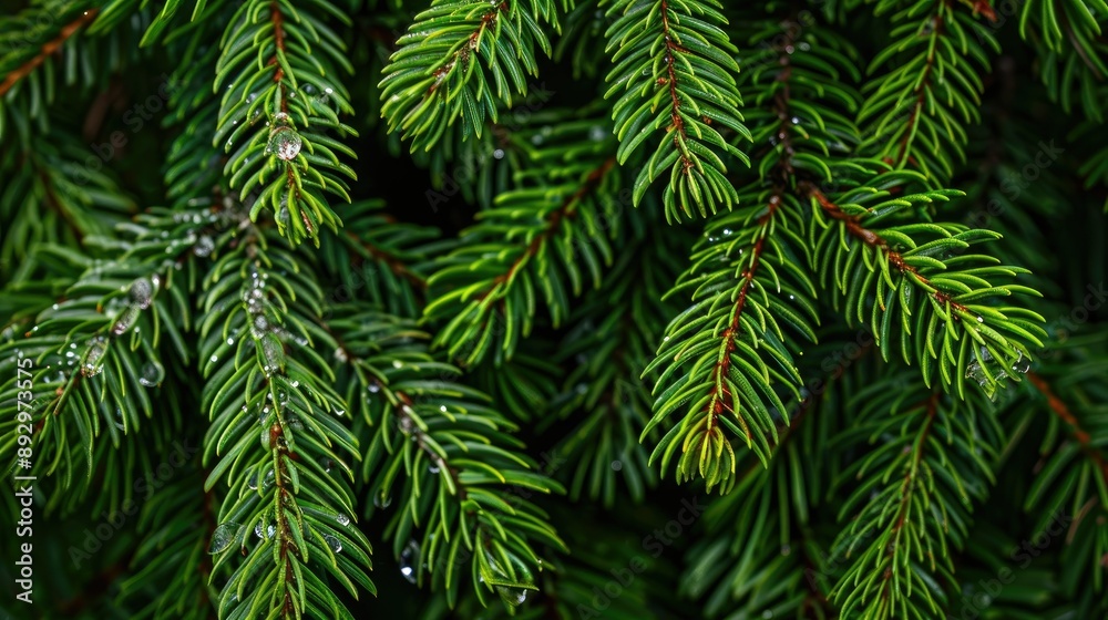 Dewy Pine Needles Close-Up Dewy Pine Needles Close-Up