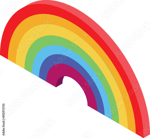 Colorful rainbow making an arch in isometric view