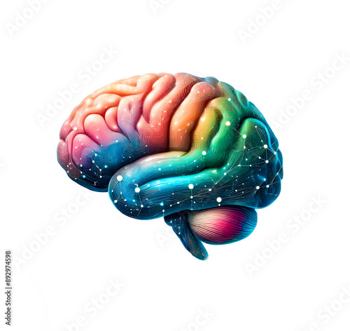 Isolated side view anatomy vector illustration showing human brain on white background.