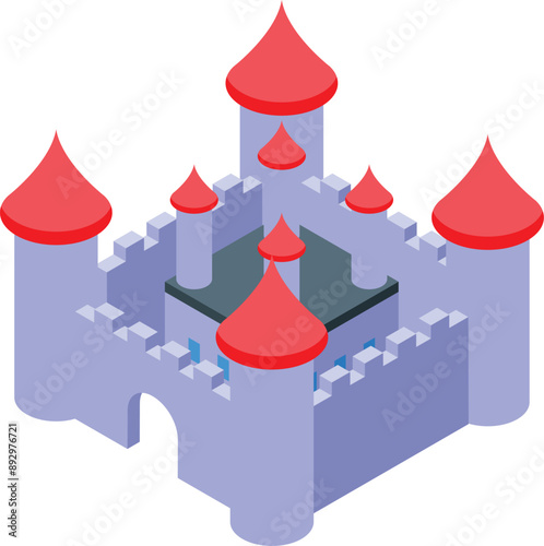 Illustration of a medieval castle with red rooftops and towers, evoking a sense of history, fantasy, and grandeur