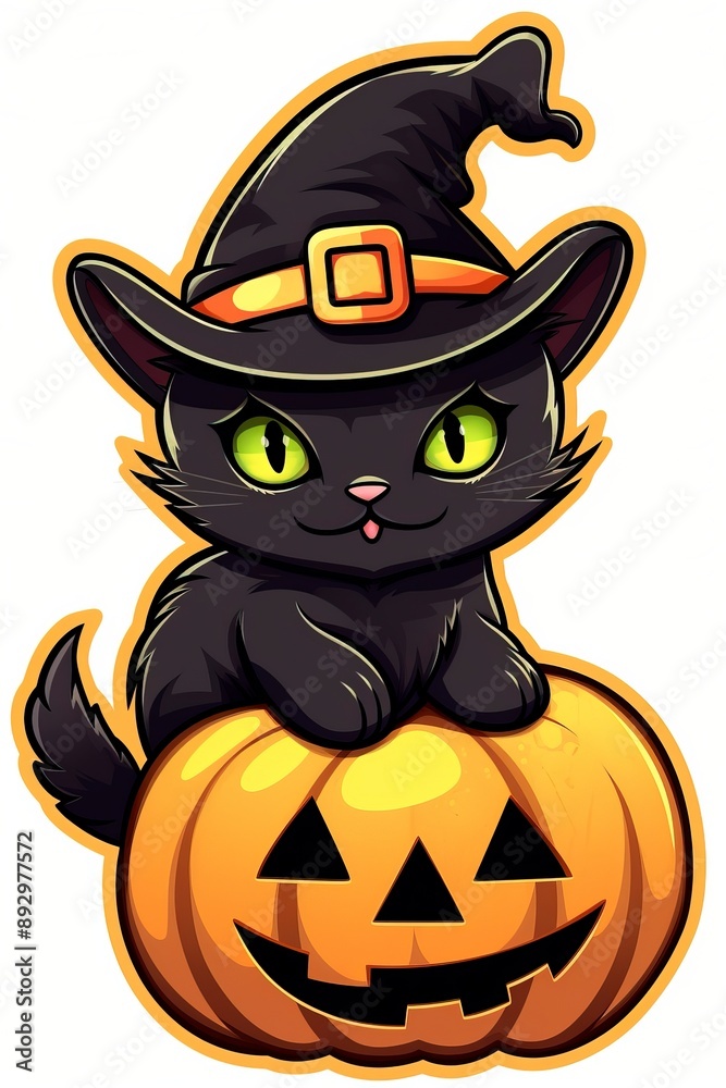 halloween pumpkin with cat, generative ai halloween pumpkin with cat, generative ai