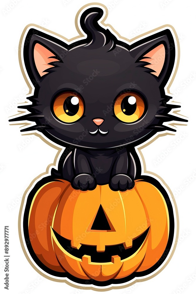 halloween pumpkin with cat, generative ai halloween pumpkin with cat, generative ai