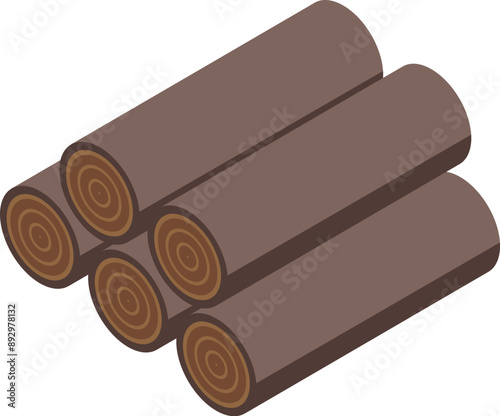 Pile of wooden logs for winter heating or construction industry