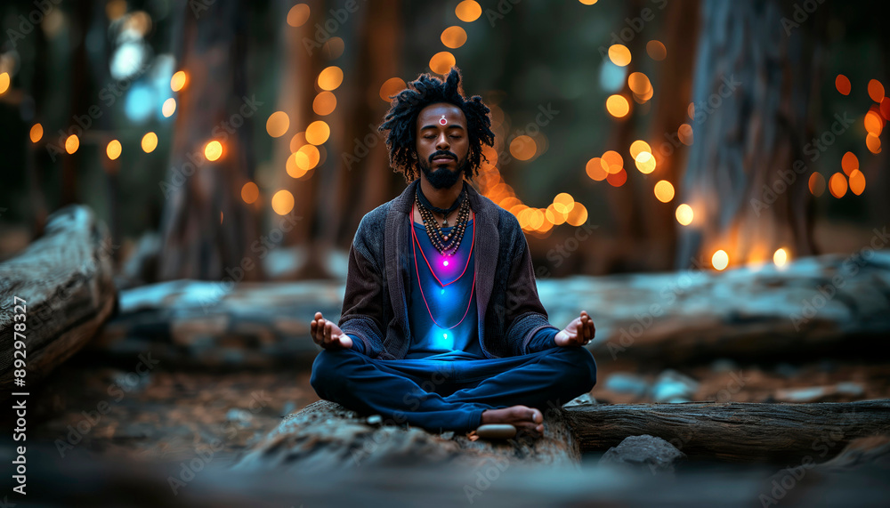 Fototapeta premium seeing chakra colors during meditation