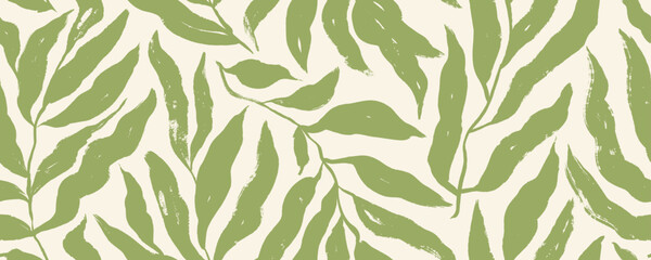 Keuken achterwand Planten patronen Groene takken met lange bladeren  © Anastasiia Hevko