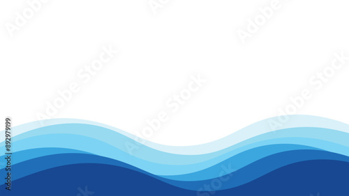 Blue river ocean wave layer vector background. Abstract blue wave background. Papercut style sea wave pattern background
