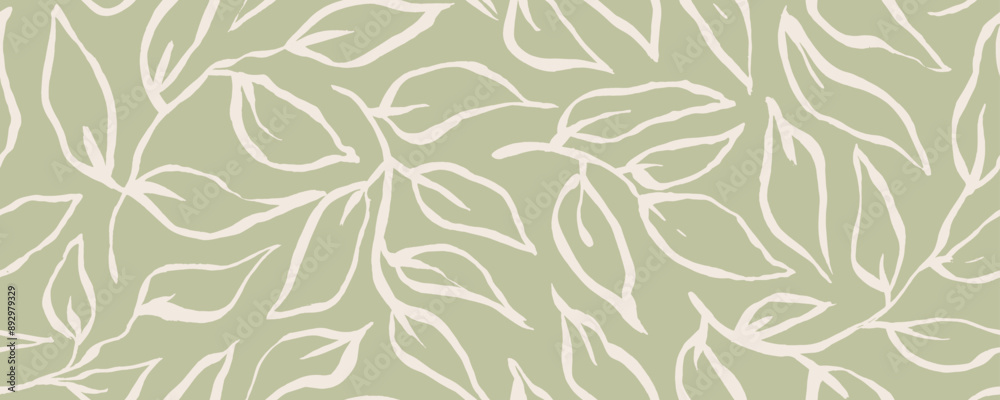 custom made wallpaper toronto digitalPastel colored abstract brush drawn leaves and branches seamless pattern.