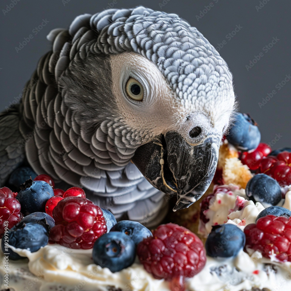 Obraz premium parrot eating fruit