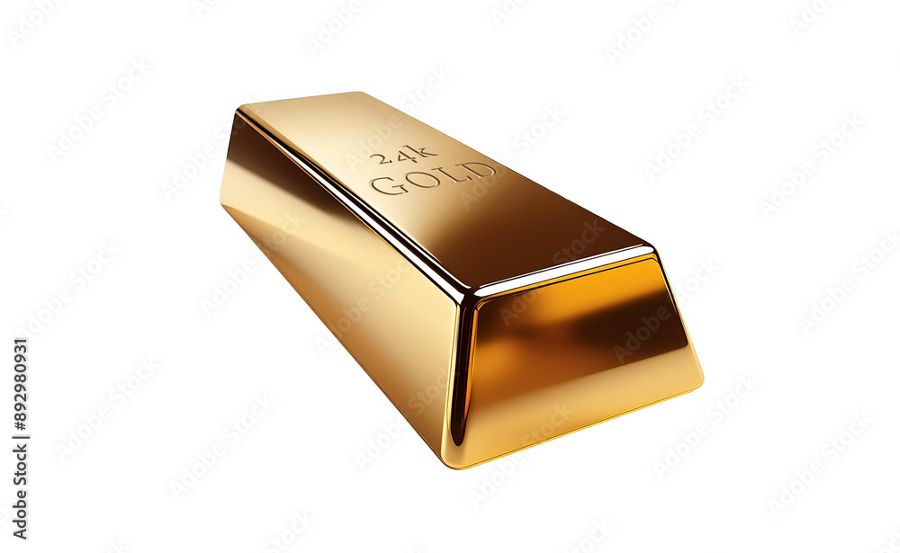 Single Rectangular 24k gold bar isolated on transparent background AI generated Single Rectangular 24k gold bar isolated on transparent background AI generated