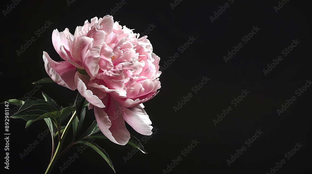 Pink Peony Flower on a Black Background Pink Peony Flower on a Black Background