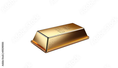 Single Rectangular 24k gold bar isolated on transparent background  AI generated