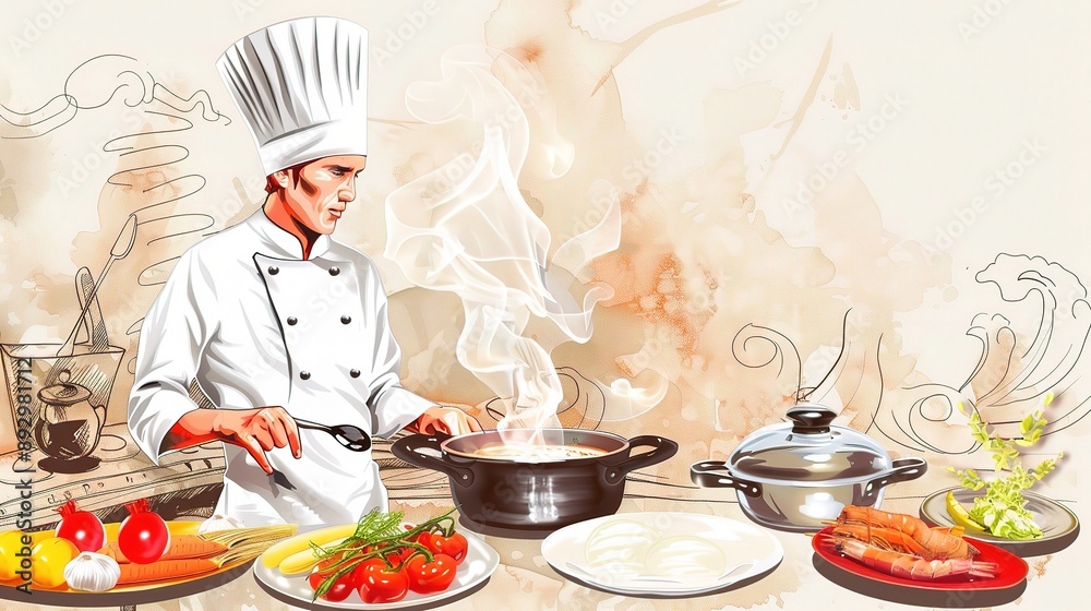 Creative Catering Poster Background: Ideal Visual Element for Food Promotion and Event Announcement Creative Catering Poster Background: Ideal Visual Element for Food Promotion and Event Announcement