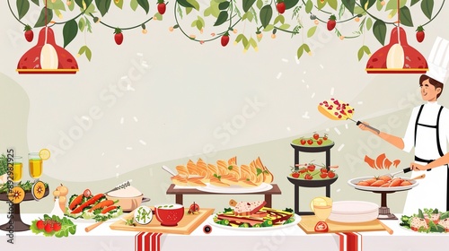 Creative Catering Poster Background: Ideal Visual Element for Food Promotion and Event Announcement