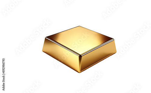 Single square gold brick isolated on empty background  AI generated