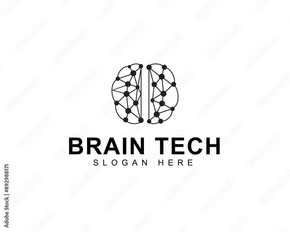 Brain tech logo icon design with creative connect dot symbol. brain connection logo vector element. smart technology. brain hub logo design Brain tech logo icon design with creative connect dot symbol. brain connection logo vector element. smart technology. brain hub logo design