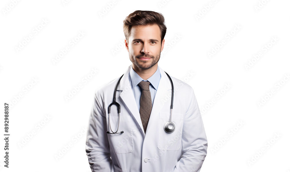 Portrait of a smiling male doctor with stethoscope, isolated on transparent background Portrait of a smiling male doctor with stethoscope, isolated on transparent background