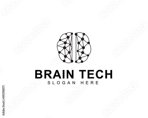 Wallpaper Mural Brain tech logo icon design with creative connect dot symbol. brain connection logo vector element. smart technology. brain hub logo design Torontodigital.ca