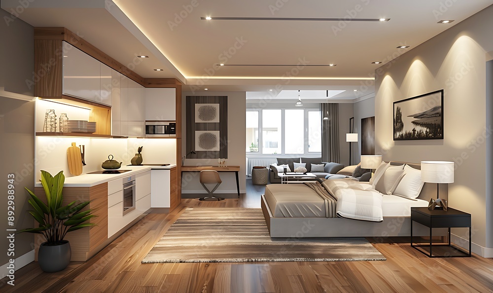 Fototapeta premium Modern Studio Apartment Interior Design