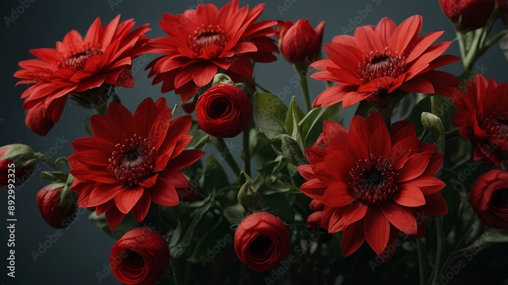 A picture of red flowers, high definition and vividness