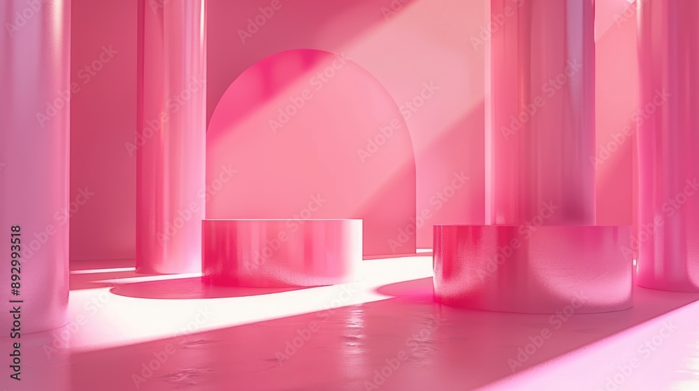 Pink gradient studio backdrop with shadows for product presentation.
